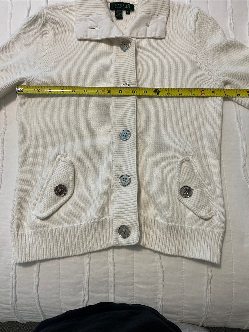 LAUREN RALPH LAUREN white cotton cardigan - Picture 7 of 9